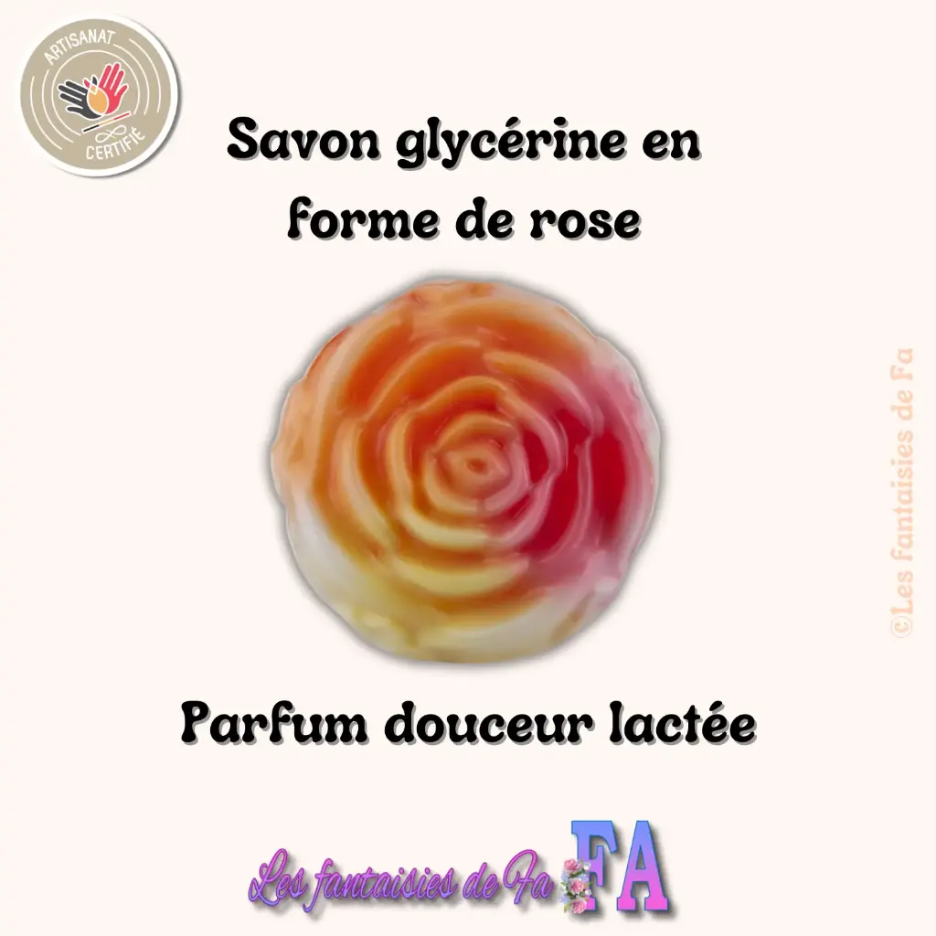 Savon glycérine en forme de rose à la douceur lactée