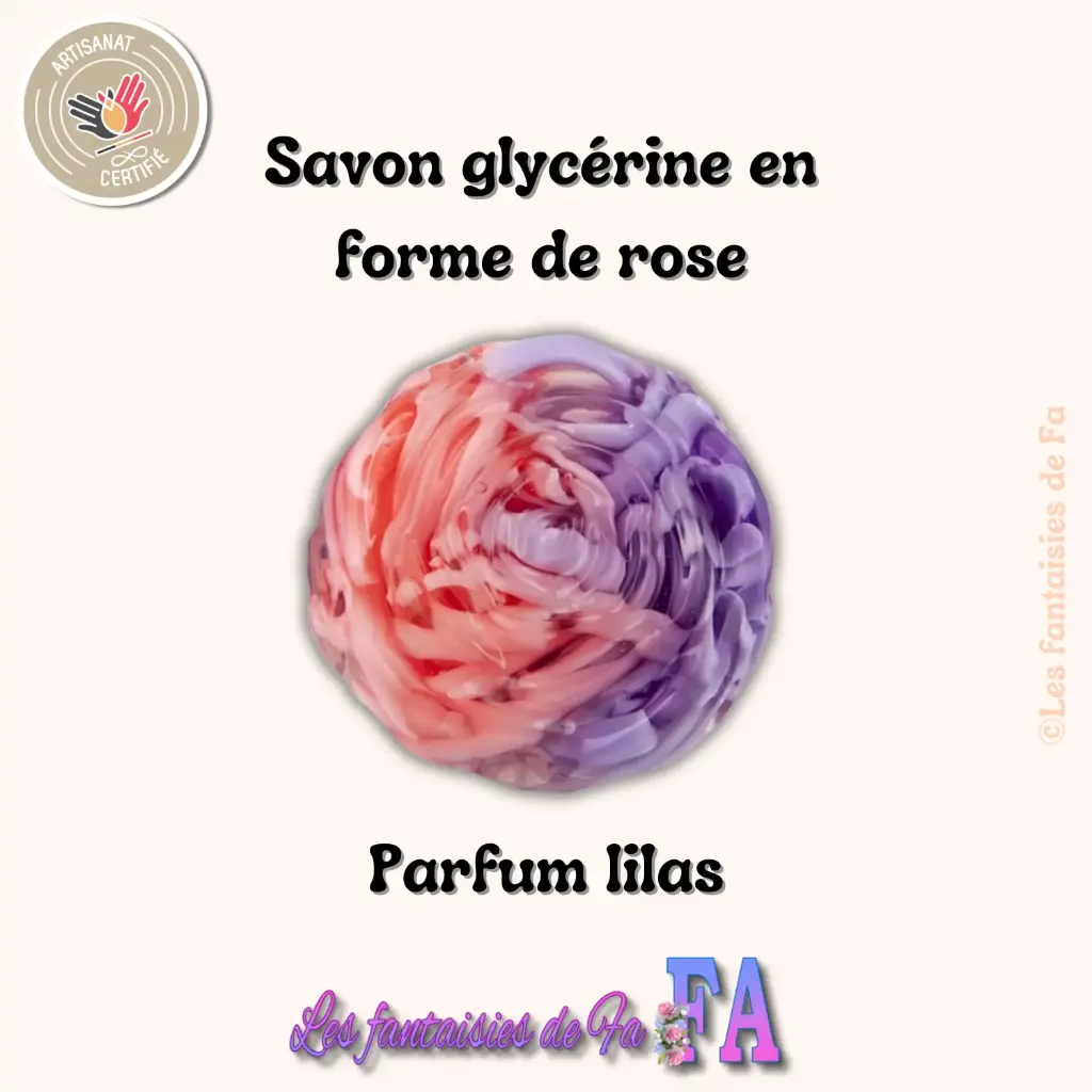 Savon glycérine en forme de rose au lilas