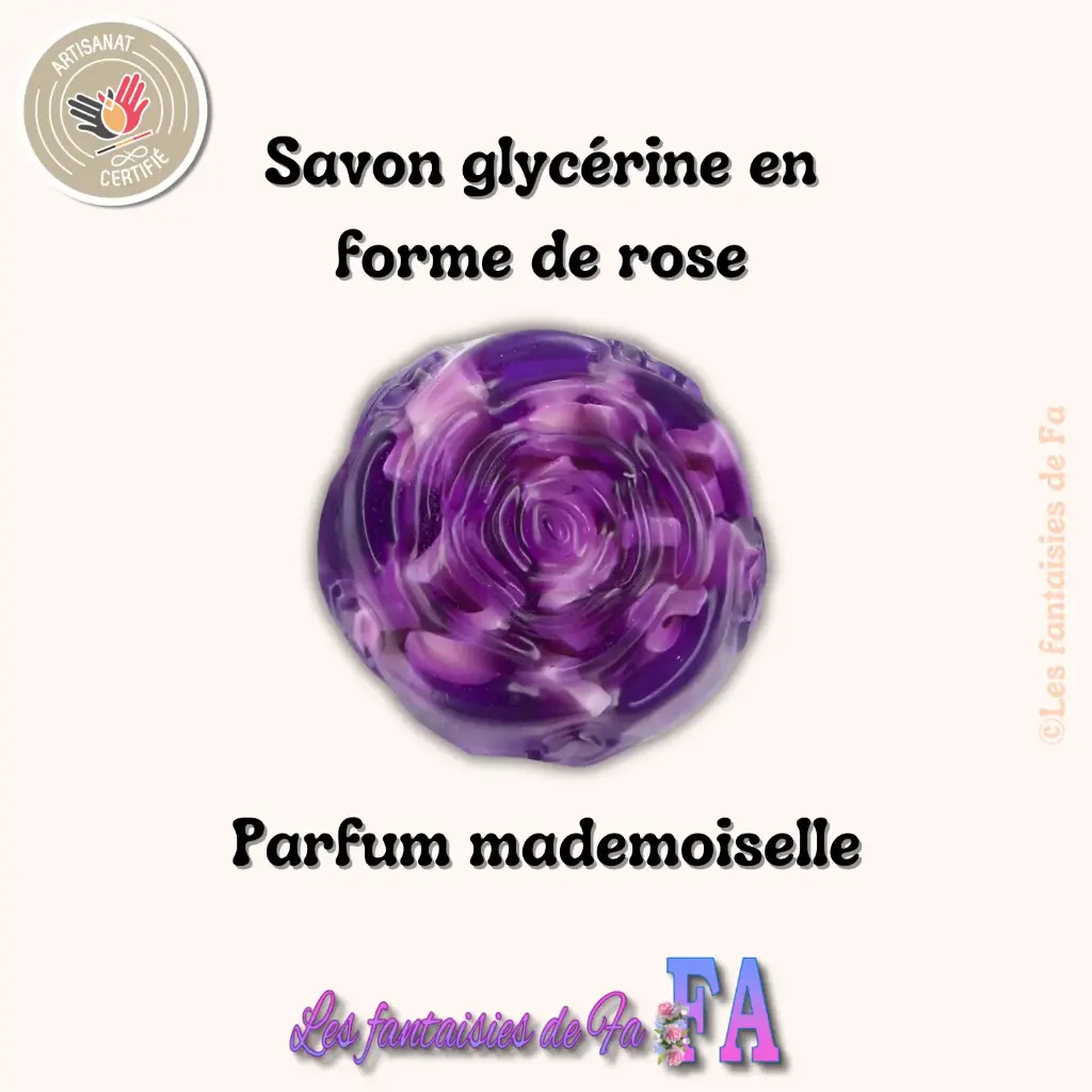 Savon glycérine en forme de rose à la mademoiselle