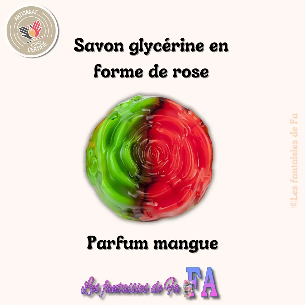Savon glycérine en forme de rose à la mangue