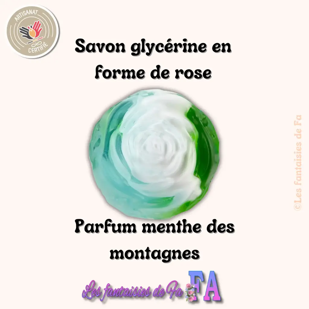 Savon glycérine en forme de rose à la menthe