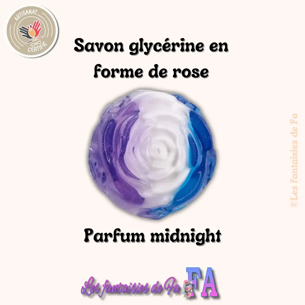 Savon glycérine en forme de rose au midnight