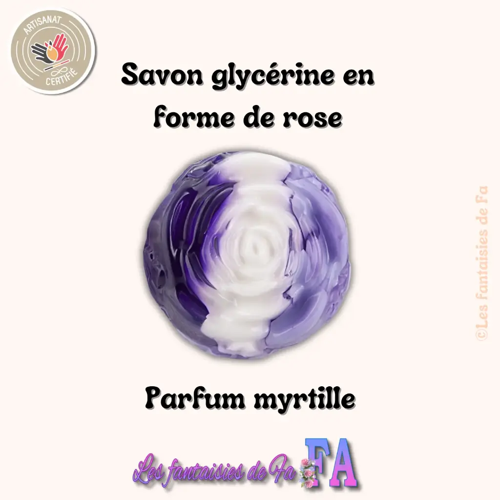 Savon glycérine en forme de rose à la myrtille