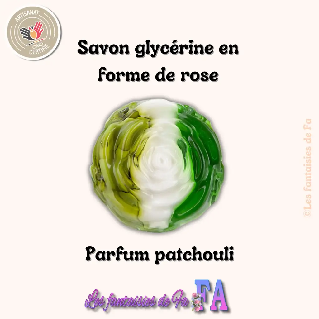 Savon glycérine en forme de rose au patchouli