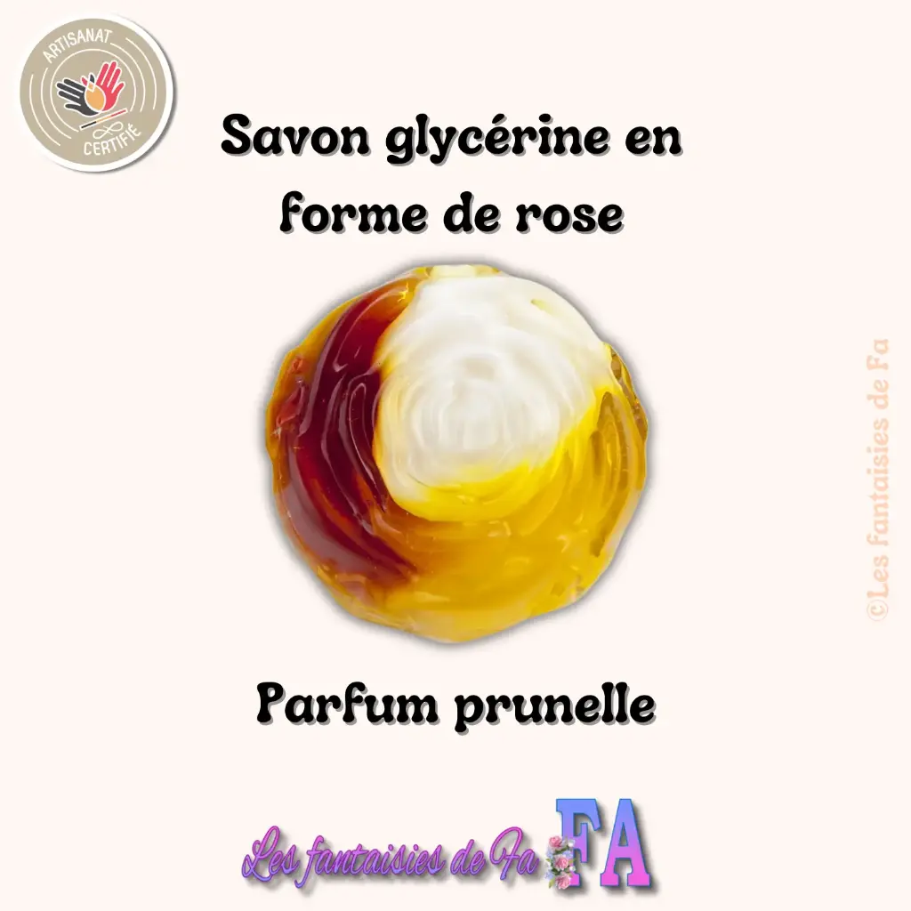 Savon glycérine en forme de rose à la prunelle