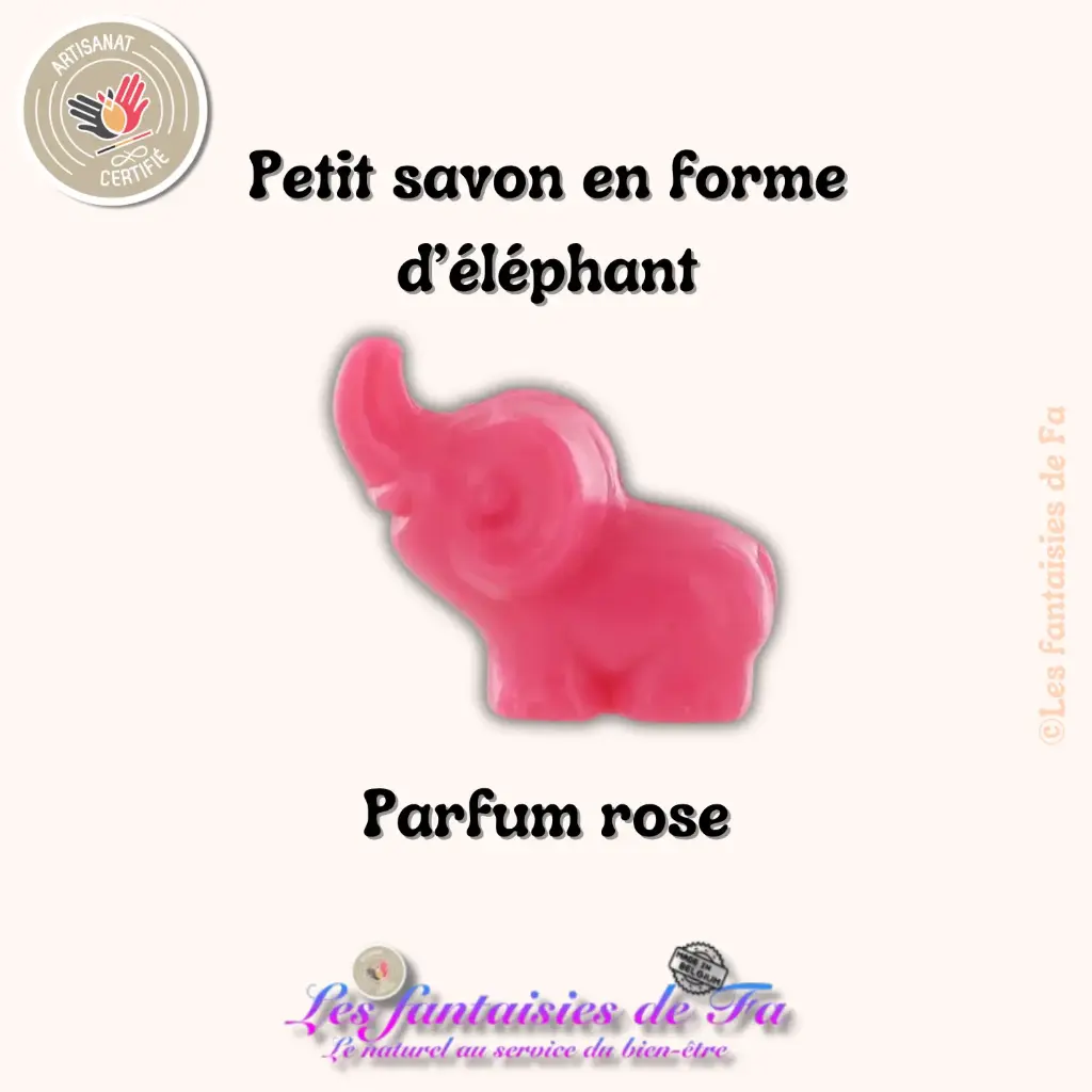 Petit savon en forme d'éléphant à la rose
