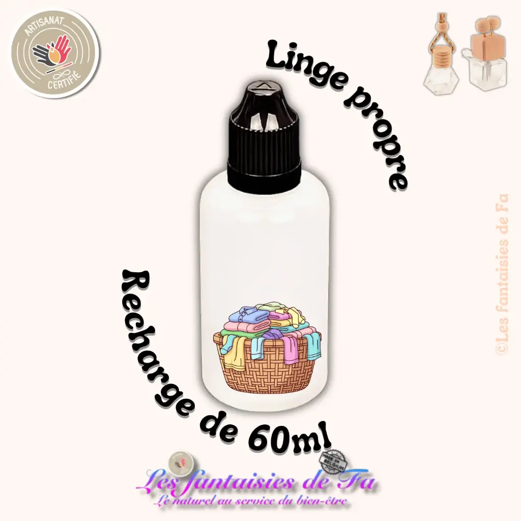 Recharge pour diffuseur à bâtonnet et voiture - Linge propre (60ml)