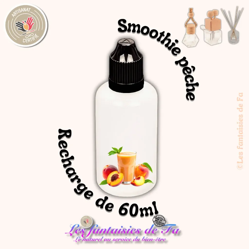 Recharge diffuseur de voiture et bâtonnets - Smoothie pêche (60ml)