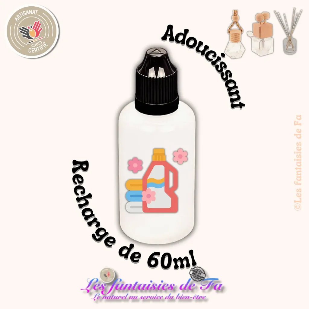 Recharge diffuseur de voiture et bâtonnets - Adoucissant (60ml)