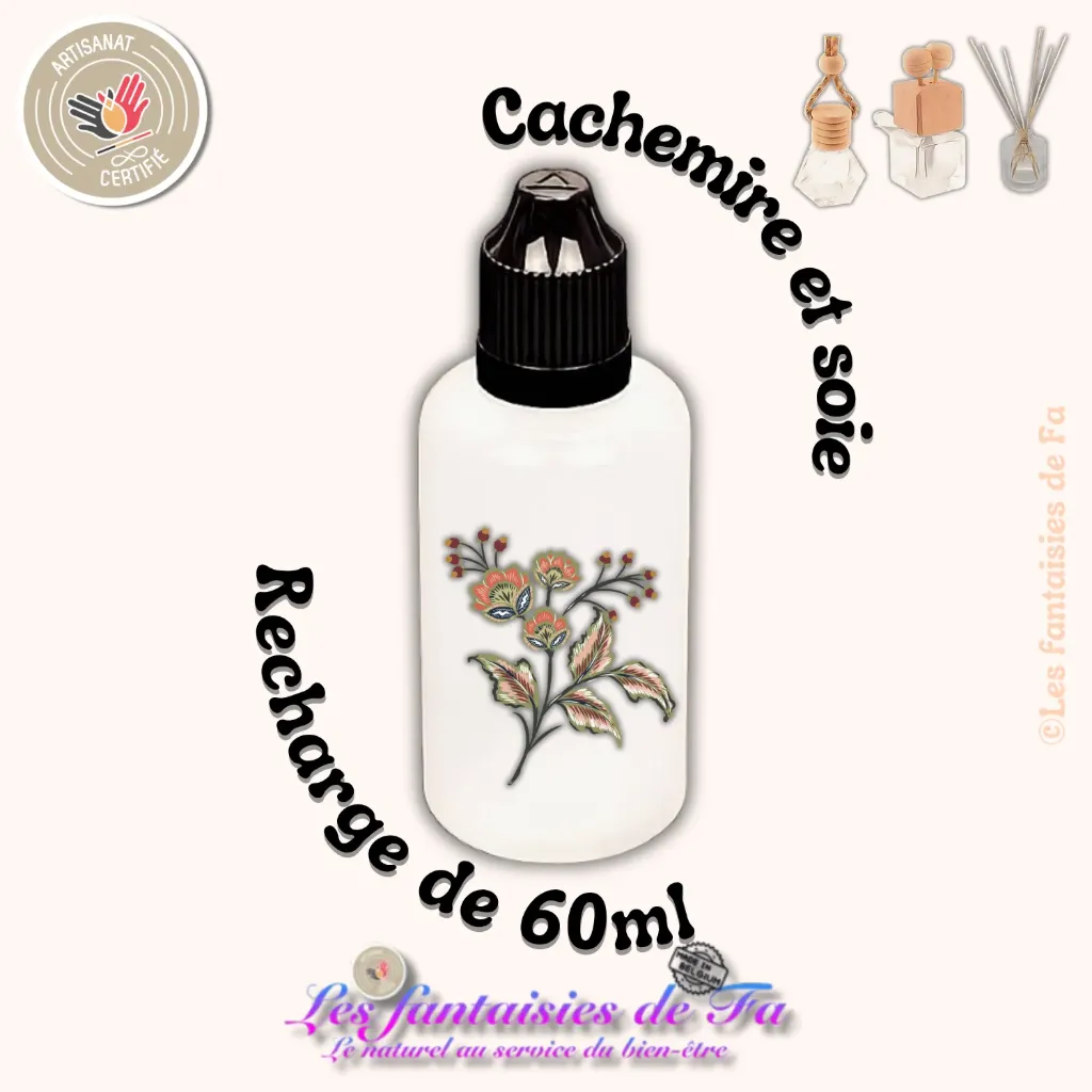 Recharge diffuseur de voiture et bâtonnets - Cachemire et soie (60ml)