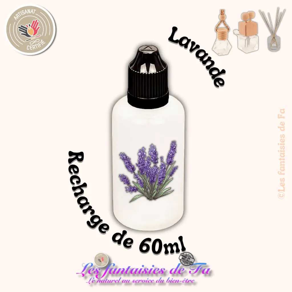 Recharge diffuseur de voiture et bâtonnets - Lavande (60ml)