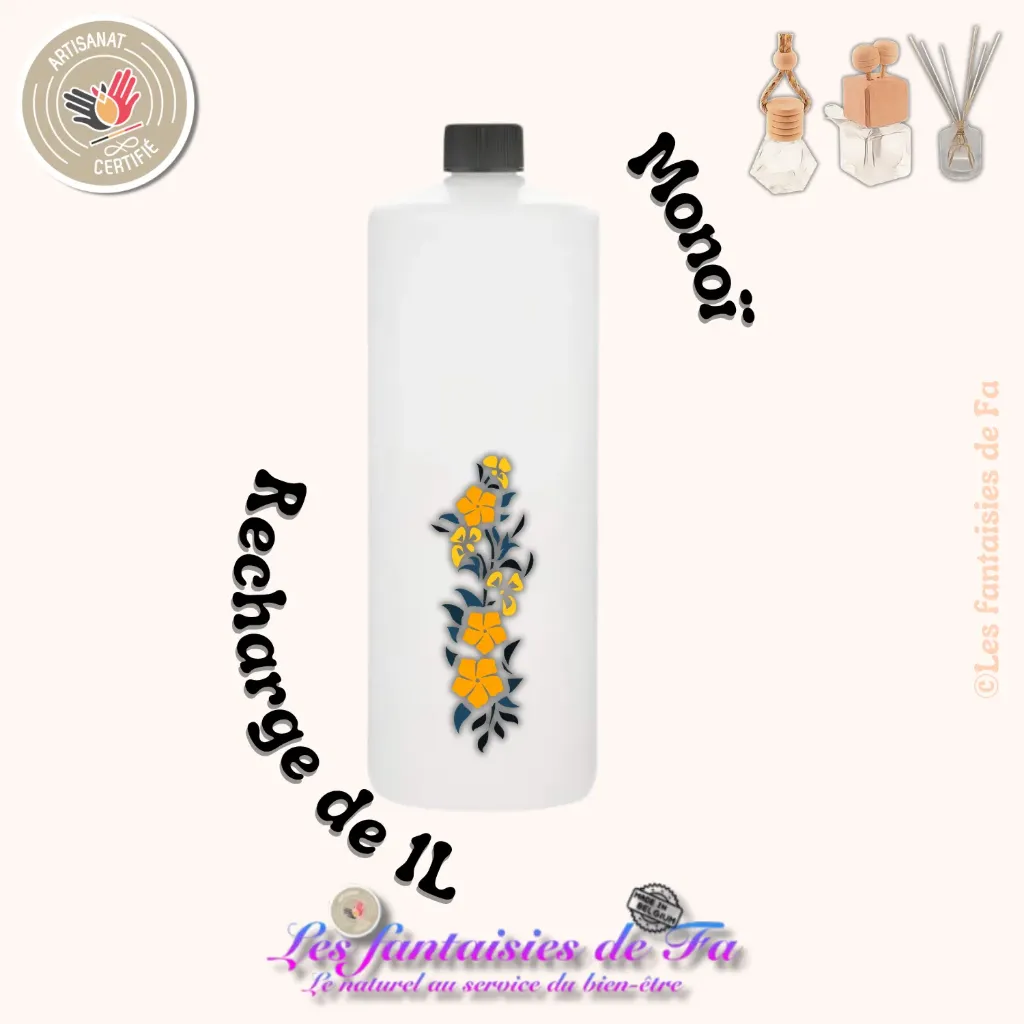 Recharge diffuseur de voiture et bâtonnets - Monoï