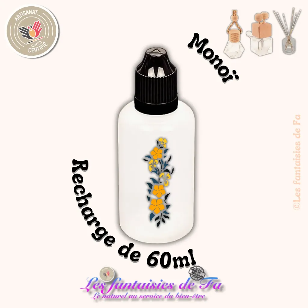 Recharge diffuseur de voiture et bâtonnets - Monoï (60ml)