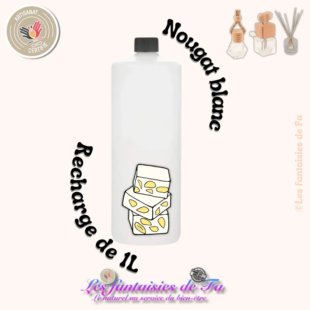 Recharge diffuseur de voiture et bâtonnets - Nougat blanc