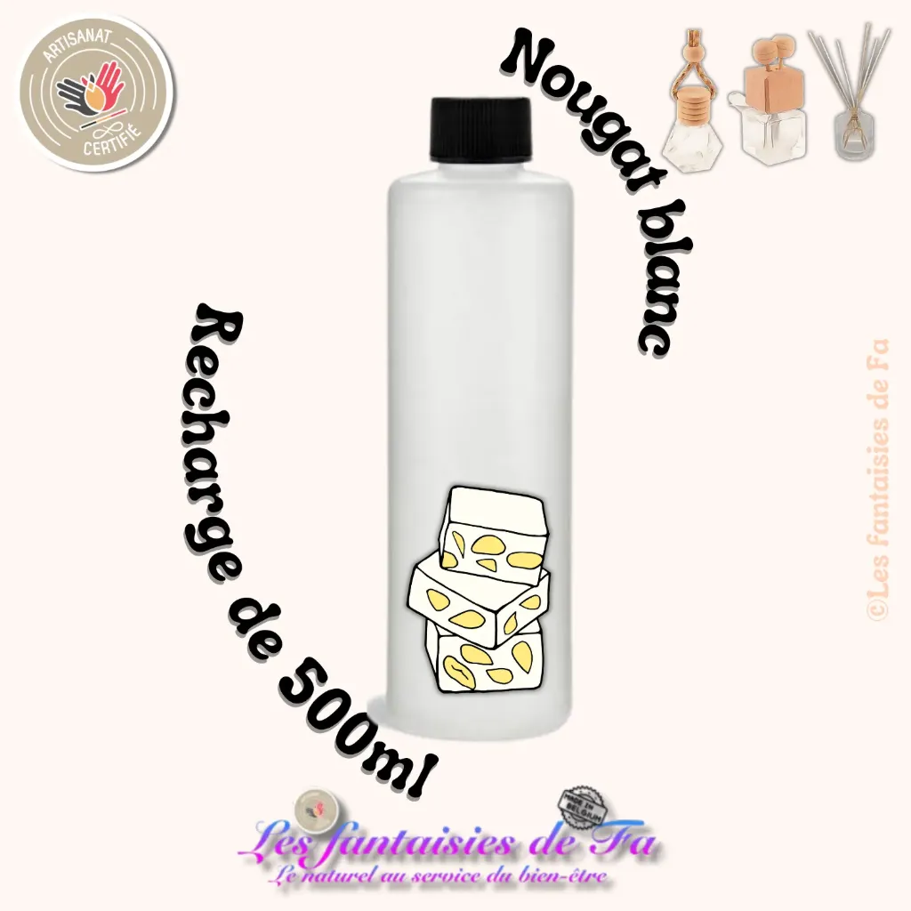 Recharge diffuseur de voiture et bâtonnets - Nougat blanc