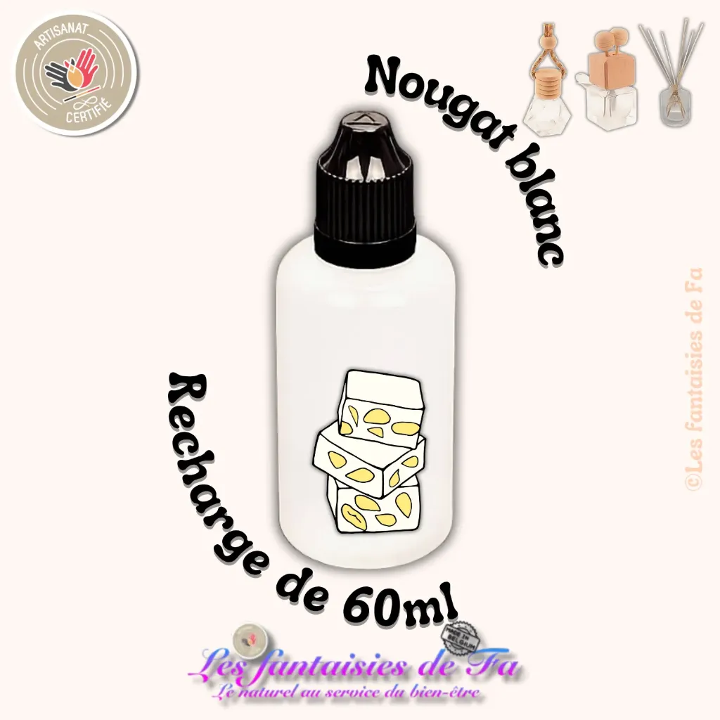 Recharge diffuseur de voiture et bâtonnets - Nougat blanc (60ml)