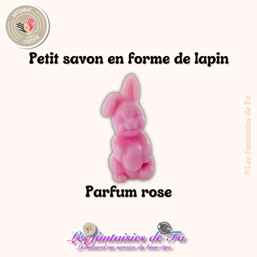 Petit savon en forme de lapin à la rose